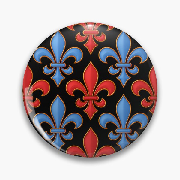 Item preview, Red Blue Fleur-de-lis Design On Black Background  designed and sold by PatternTitan.