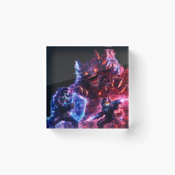 Item preview, Cosmic Neon Monster Battle  designed and sold by Nika Art Studio.