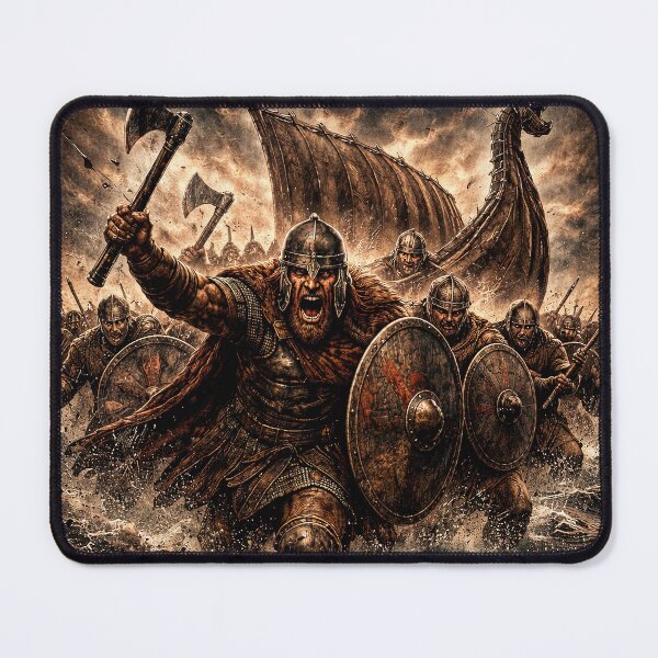 Item preview, Viking Raid Norse Warrior Battle Art designed and sold by Retr0Tshirts.