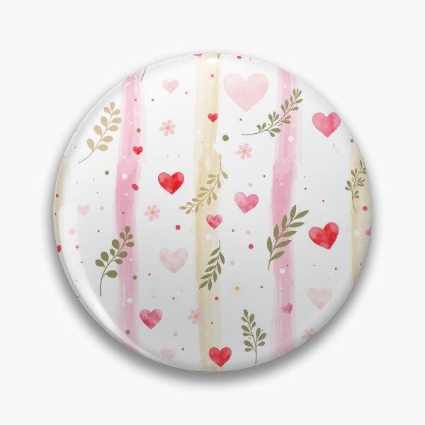 Item preview, Watercolor Hearts and Wildflowers Seamless Pattern, Romantic Pastel Stripes Botanical Design designed and sold by Liliia-Ulizko.