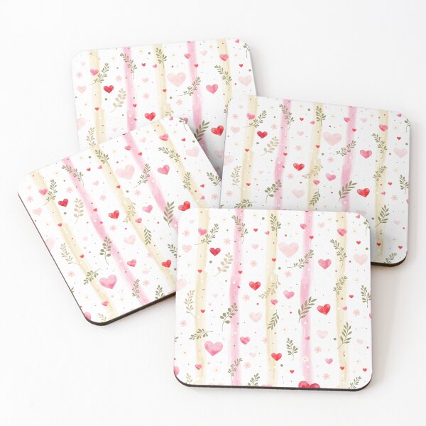 Item preview, Watercolor Hearts and Wildflowers Seamless Pattern, Romantic Pastel Stripes Botanical Design designed and sold by Liliia-Ulizko.