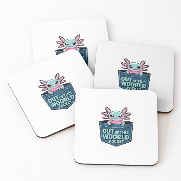 Item preview, Cute Glowing Alien Axolotl Faux Pocket - Funny Vaporwave Neon Sticker designed and sold by Mr-wow.