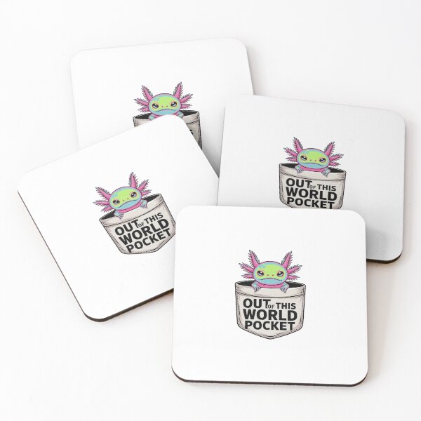 Item preview, Kawaii Fluorescent Space Axolotl Fake Pocket - Trendy Animal Art designed and sold by Mr-wow.