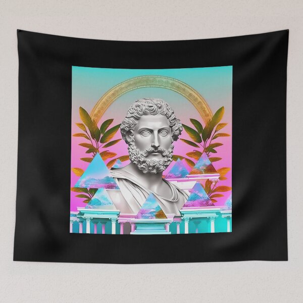 Item preview, Classical Greek God Neon Vaporwave Bust designed and sold by hectorcally48.
