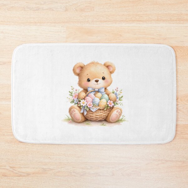 Item preview, Cute Easter Teddy Bear with Eggs – Adorable Spring Bunny Basket Illustration designed and sold by DoodloraStudio.