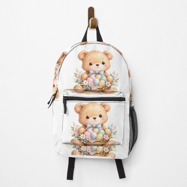 Item preview, Cute Easter Teddy Bear with Eggs – Adorable Spring Bunny Basket Illustration designed and sold by DoodloraStudio.