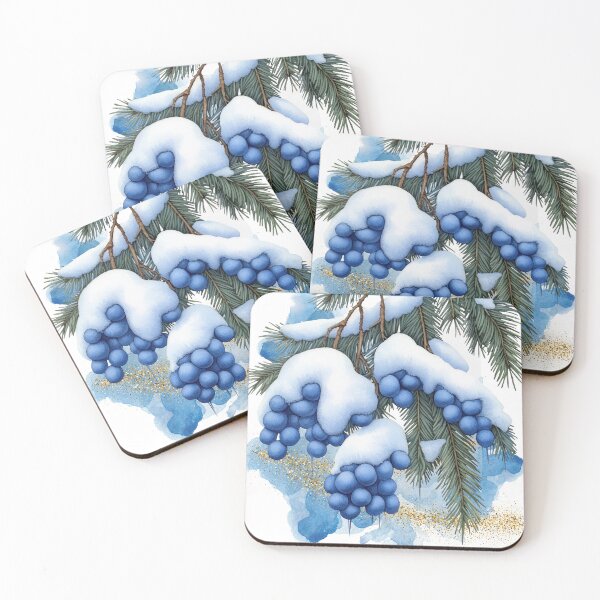 Item preview, Snowy Pine Branch Watercolor | Winter Botanical Art designed and sold by ChenEngEng.