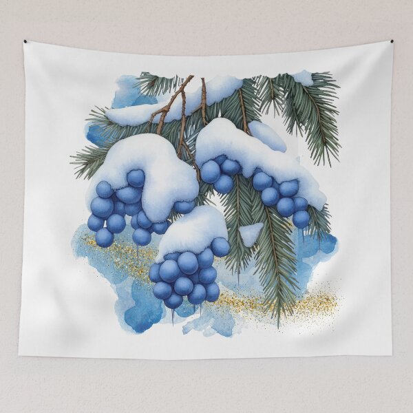 Item preview, Snowy Pine Branch Watercolor | Winter Botanical Art designed and sold by ChenEngEng.