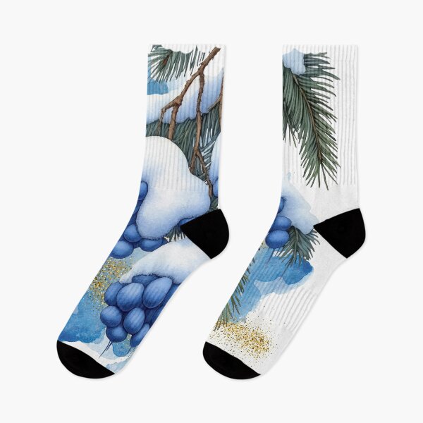 Item preview, Snowy Pine Branch Watercolor | Winter Botanical Art designed and sold by ChenEngEng.