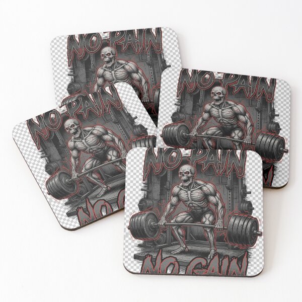 Item preview, Muscular Skeleton Barbell Squat No Pain No Gain Intense Gym Motivation designed and sold by R & K Fashions.
