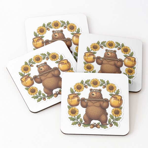 Item preview, Cute Powerlifting Bear with Honey Pot Barbell designed and sold by CloudDoodleLab.