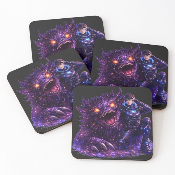 Item preview, Cosmic Neon Monster vs Astronaut designed and sold by Nika Art Studio.