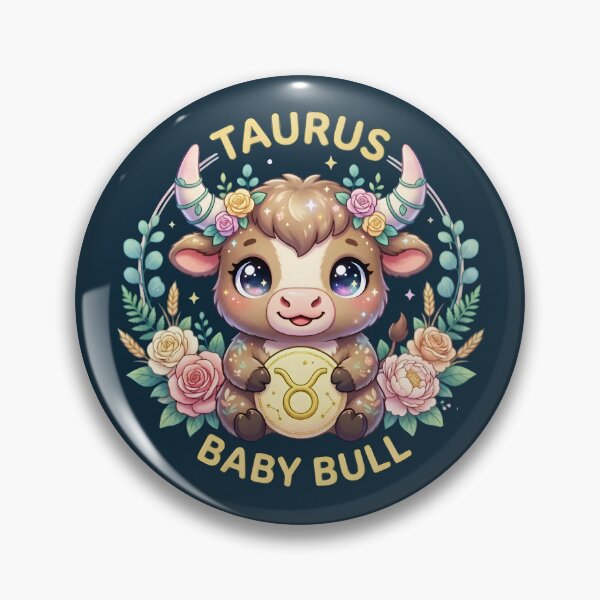 Item preview, Cute Kawaii Taurus Baby Bull Floral Zodiac designed and sold by Dakson Design - Fantasy Art.