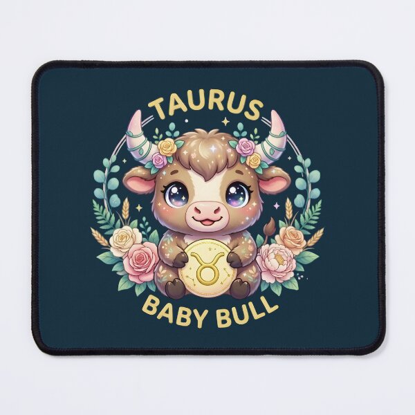 Item preview, Cute Kawaii Taurus Baby Bull Floral Zodiac designed and sold by Dakson Design - Fantasy Art.