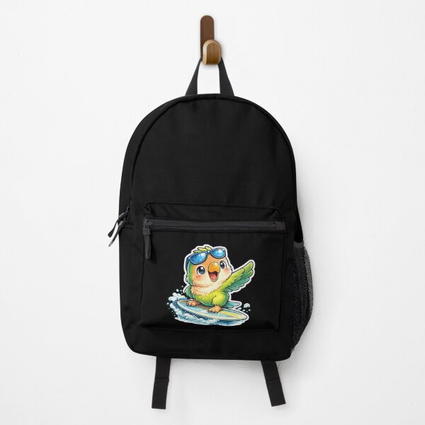 Item preview, Kawaii Lovebird Surfing – Cute Parrot Surfer Cartoon designed and sold by Rabbit-run.