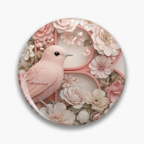 Item preview, Pink Floral Letter B Elegant Bird Monogram Design designed and sold by Vibes To VIsual.