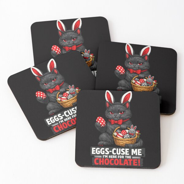 Item preview, Eggs-Cuse Me I'm Here For The Chocolate – Cute Black Cat Easter Bunny Funny Chocolate Lover Design designed and sold by Tadeusz1.