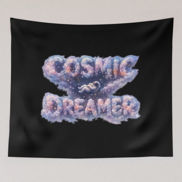 Item preview, Cosmic Dreamer Surreal Astronaut Typography Nebula Art designed and sold by MKreative Studio.