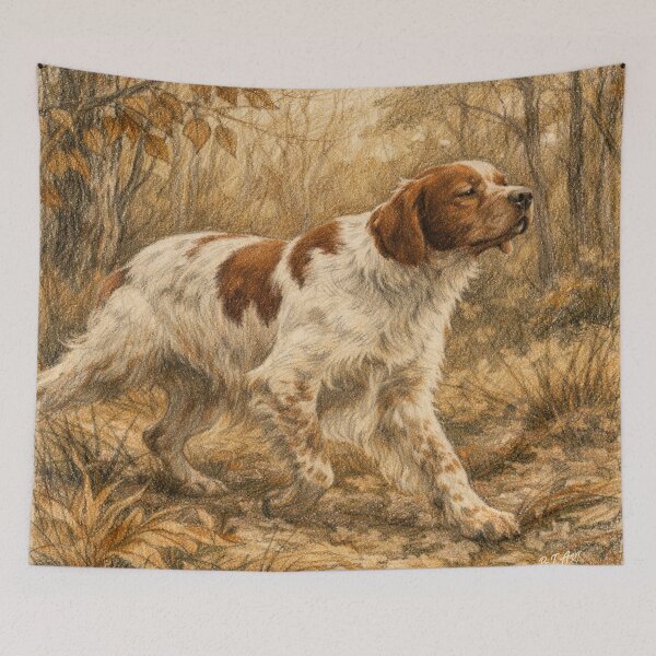 Item preview, Brittany Spaniel Hunting Partner – Bird Hunting Dog Artwork  designed and sold by TammyHunterArt.