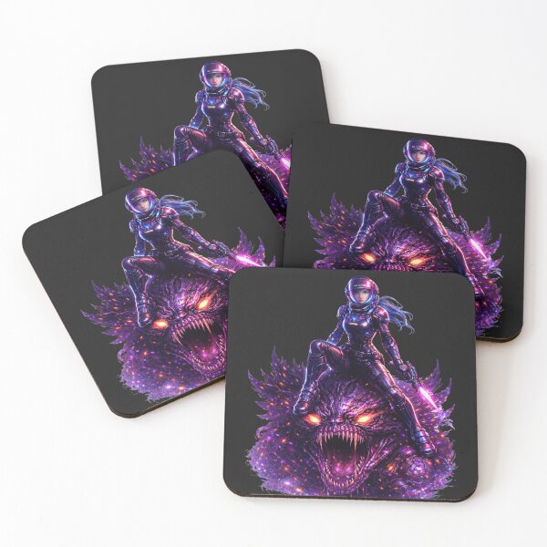 Item preview, Cosmic Neon Monster vs Astronaut designed and sold by Nika Art Studio.