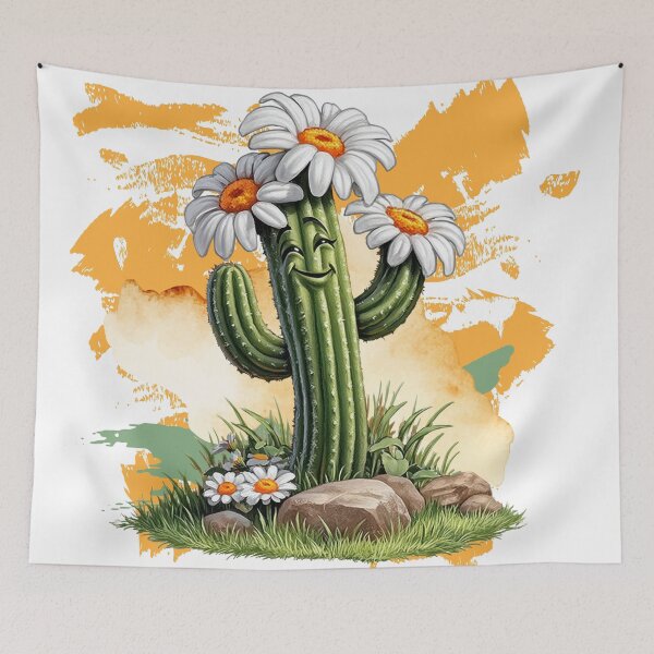 Item preview, Cute Happy Cactus With Flowers | Funny Desert Plant designed and sold by ChenEngEng.
