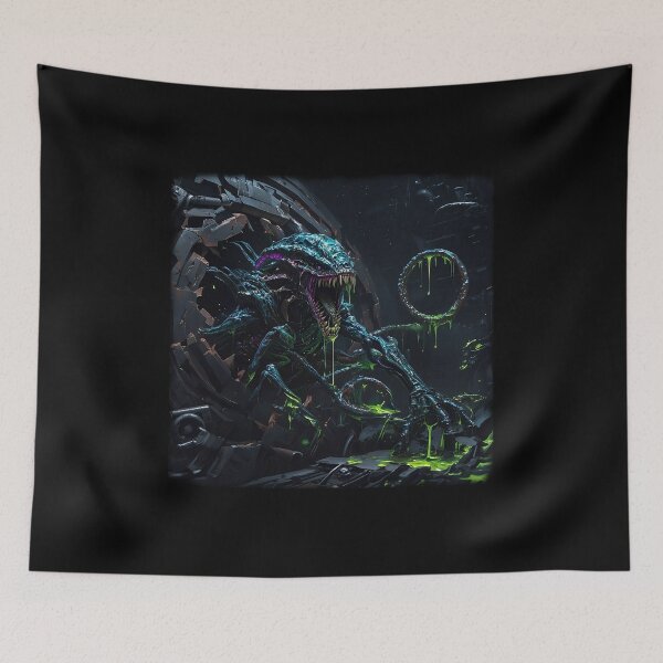 Item preview, Terrifying Sci-Fi Alien Monster | Neon Green Slime Horror Art designed and sold by MouradStudio.