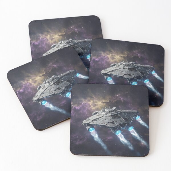 Item preview, Epic Sci-Fi Spaceship Exploring Purple Nebula | Cosmic Art designed and sold by MouradStudio.