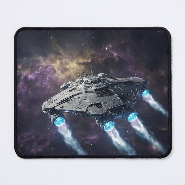 Item preview, Epic Sci-Fi Spaceship Exploring Purple Nebula | Cosmic Art designed and sold by MouradStudio.