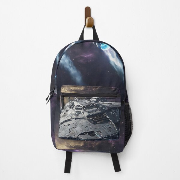 Item preview, Epic Sci-Fi Spaceship Exploring Purple Nebula | Cosmic Art designed and sold by MouradStudio.