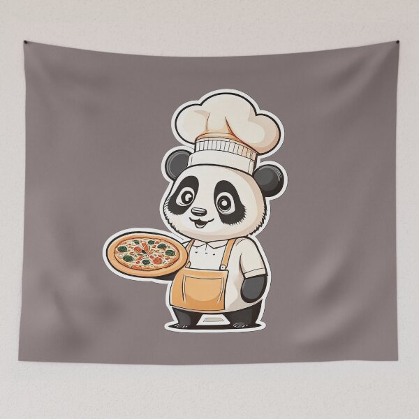 Item preview, Cute Panda Pizza Chef Holding Fresh Pizza Cartoon designed and sold by ChernivtsiSkoda.