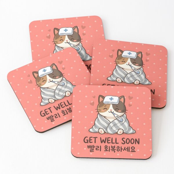 Item preview, Get Well Soon Cute Sick Cat Korean Greeting  designed and sold by HowToCanadian.