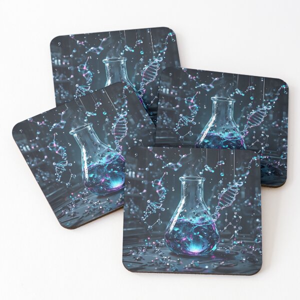 Item preview, Neon Chemistry Flask & Glowing DNA | Futuristic Science Art designed and sold by MouradStudio.