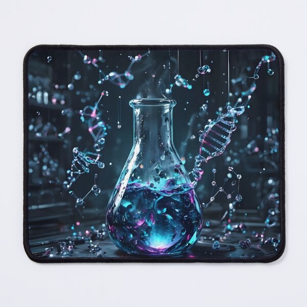 Item preview, Neon Chemistry Flask & Glowing DNA | Futuristic Science Art designed and sold by MouradStudio.