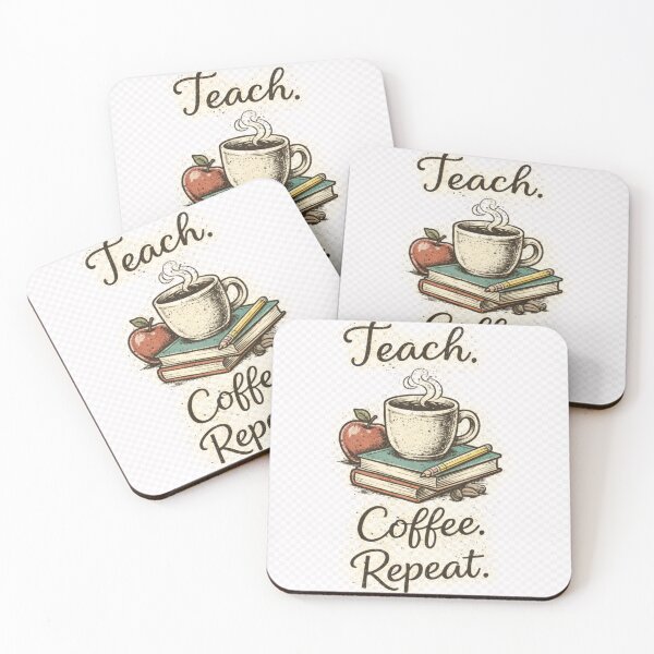 Item preview, Teach Coffee Repeat Retro Teacher Life T-Shirt designed and sold by VINTAGEPUNTEES.