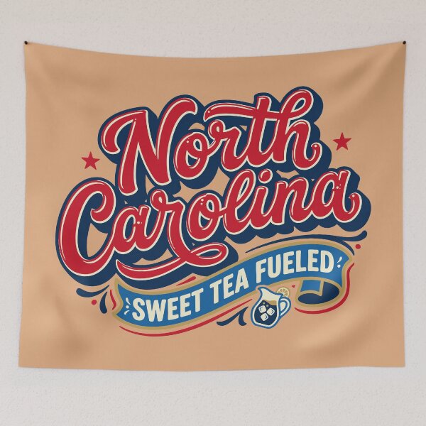 Item preview, North Carolina Sweet Tea Fueled Retro Script T-Shirt designed and sold by Cozy-Old-Pub.