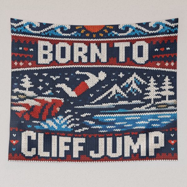 Item preview, Born to Cliff Jump – Adventurous cliff jumping in an alpine knit pattern designed and sold by Mauswohn.