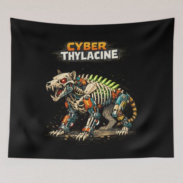 Item preview, Cyberpunk Tasmanian Tiger Thylacine Art designed and sold by afnqfoapdg63.