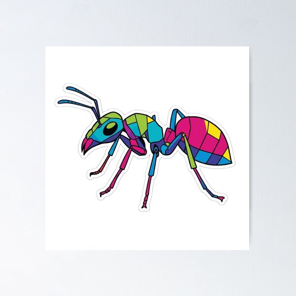 Item preview, Multicolor Geometric Ant – Abstract Art Sticker for Entomology and Graphic Design Fans designed and sold by bsbd-action.
