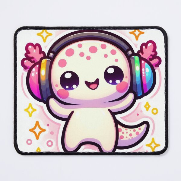 Item preview, Cute Kawaii Axolotl Panda Dancing with Headphones designed and sold by Mitaudesign.