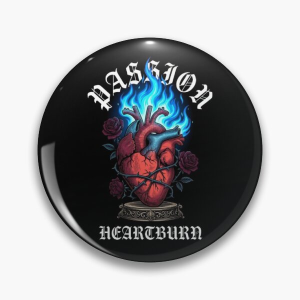 Item preview, Passion & Heartburn - Burning Anatomical Heart with Roses Tattoo Art designed and sold by ArtisticlyVibes.