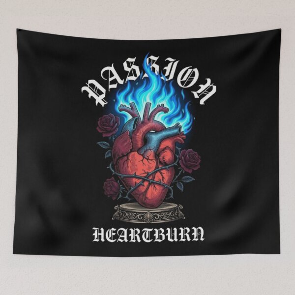 Item preview, Passion & Heartburn - Burning Anatomical Heart with Roses Tattoo Art designed and sold by ArtisticlyVibes.