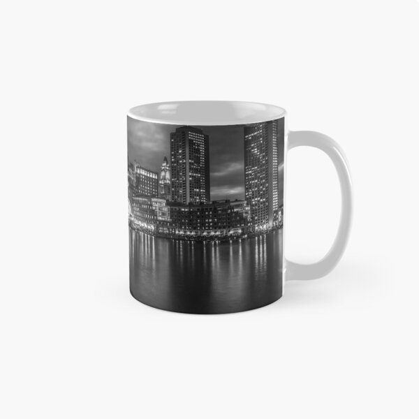 Item preview, Boston waterfront skyline black and white panoramic photograph poster art print designed and sold by Astrid Arkhangelsky.