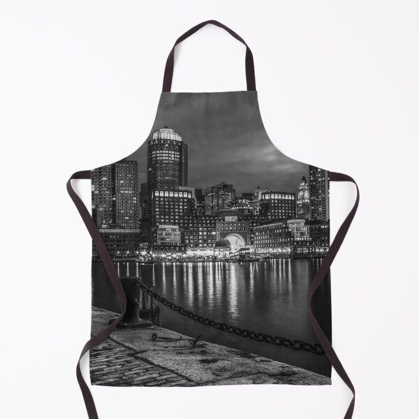 Item preview, Boston waterfront skyline black and white panoramic photograph poster art print designed and sold by Astrid Arkhangelsky.