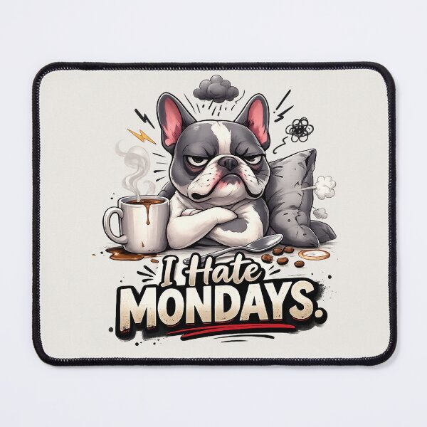 Item preview, I Hate Mondays Funny French Bulldog – Grumpy Frenchie Dog Lover Design designed and sold by Frenchie Fever.