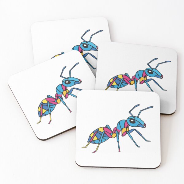 Item preview, Blue and Pink Worker Ant – Geometric Insect Sticker for Kids and Sticker Collectors designed and sold by bsbd-action.