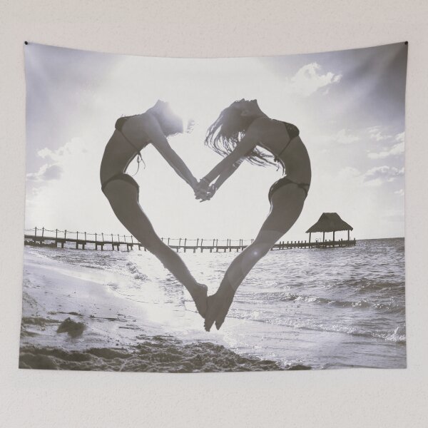 Item preview, Hand hearts, body hearts I love you black and white photograph poster art print designed and sold by Astrid Arkhangelsky.