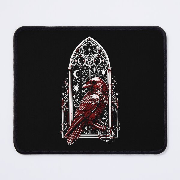 Item preview, Gothic Raven Victorian Window Occult Graphic // Red designed and sold by 3rd Eye Perceptions.