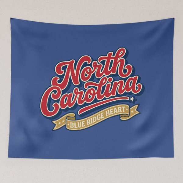 Item preview, Retro North Carolina Blue Ridge Heart Script designed and sold by Cozy-Old-Pub.