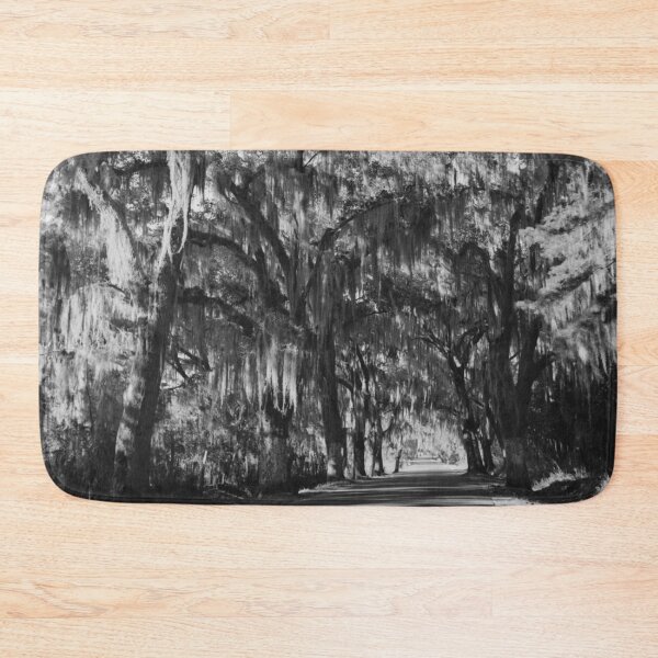 Item preview, Summerville, South Carolina, with heavy hanging Spanish moss along country road vintage black and white photograph poster art print designed and sold by Astrid Arkhangelsky.