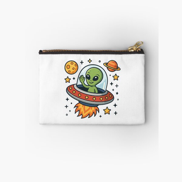 Item preview, Cute Alien in UFO Cartoon Space Adventure Design. designed and sold by The-T-In-Retro.